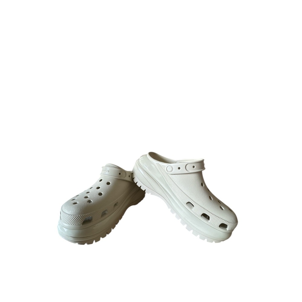 Crocs Mega Crush Trendy Platform Clogs Bone Color 3" Heel Women's‎ Size 9